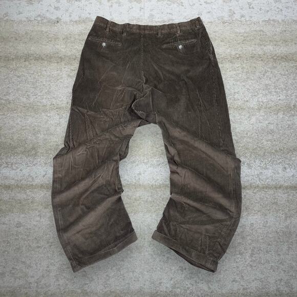 Vintage Corduroy Pants Chocolate Brown Baggy Fit Pleated Front Oak Hall 90s - Picture 1 of 4